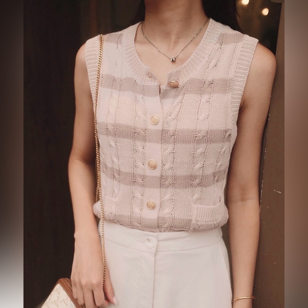 Heartloom Revolve Lise Soft Knit Button-Up Vest - Oyster